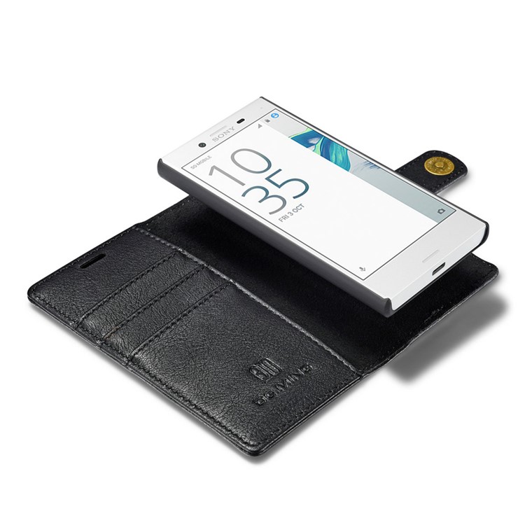 GD. MING 2 In 1 Portemonnaie Split Leder + Bewegliche PC-Tasche Für Sony Xperia X Kompakt - Schwarz-10