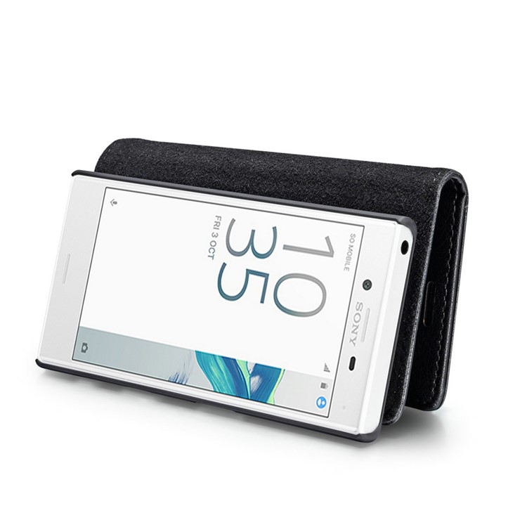 GD. MING 2 In 1 Portemonnaie Split Leder + Bewegliche PC-Tasche Für Sony Xperia X Kompakt - Schwarz-11