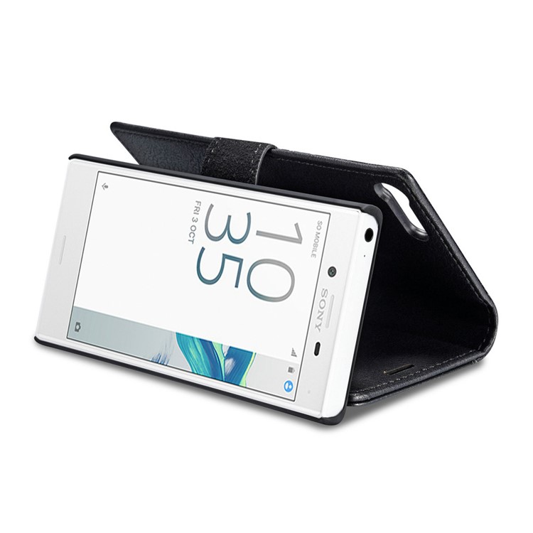 GD. MING 2 In 1 Portemonnaie Split Leder + Bewegliche PC-Tasche Für Sony Xperia X Kompakt - Schwarz-12
