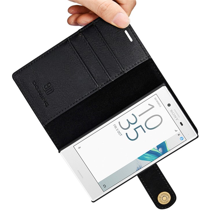 GD. MING 2 In 1 Portemonnaie Split Leder + Bewegliche PC-Tasche Für Sony Xperia X Kompakt - Schwarz-13