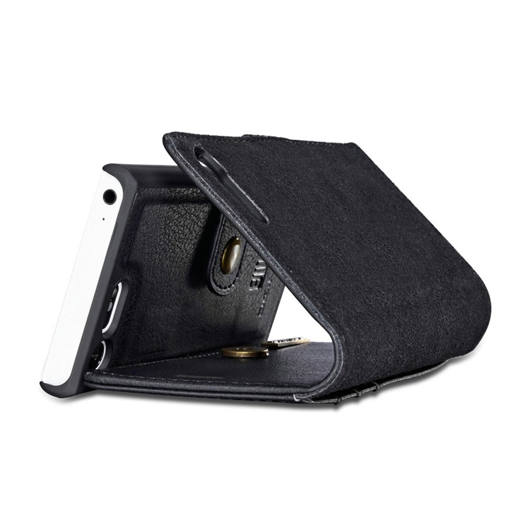 GD. MING 2 In 1 Portemonnaie Split Leder + Bewegliche PC-Tasche Für Sony Xperia X Kompakt - Schwarz-15