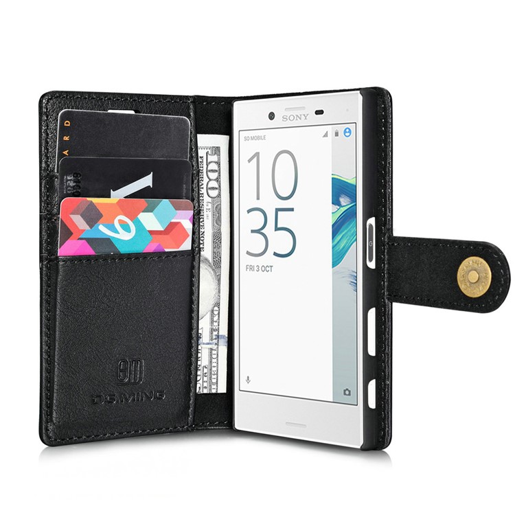 GD. MING 2 In 1 Portemonnaie Split Leder + Bewegliche PC-Tasche Für Sony Xperia X Kompakt - Schwarz-5