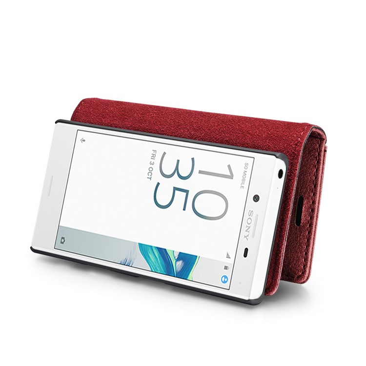 DG.MING 2 in 1 Split Leather Wallet Cover + Movable PC Case for Sony Xperia X Compact - Red-10