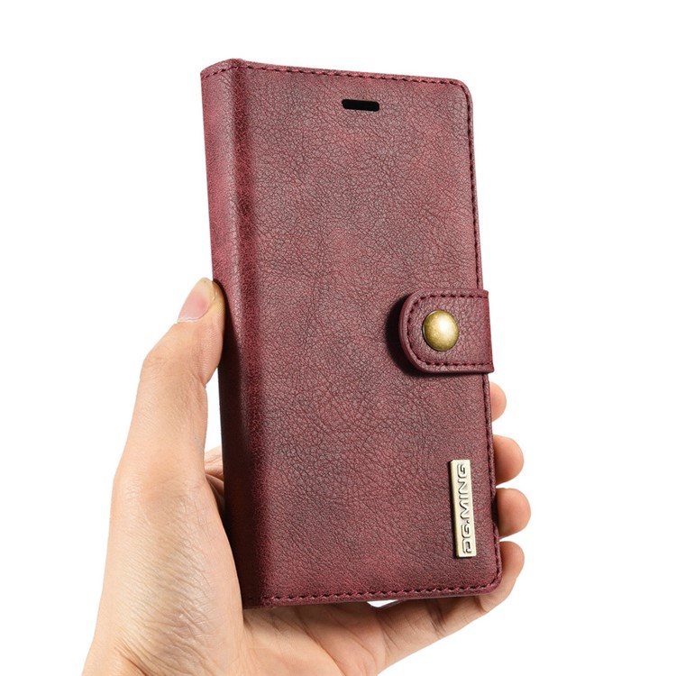 DG.MING 2 in 1 Split Leather Wallet Cover + Movable PC Case for Sony Xperia X Compact - Red-13
