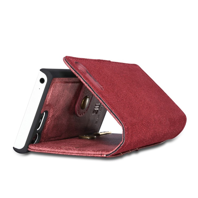 DG.MING 2 in 1 Split Leather Wallet Cover + Movable PC Case for Sony Xperia X Compact - Red-14
