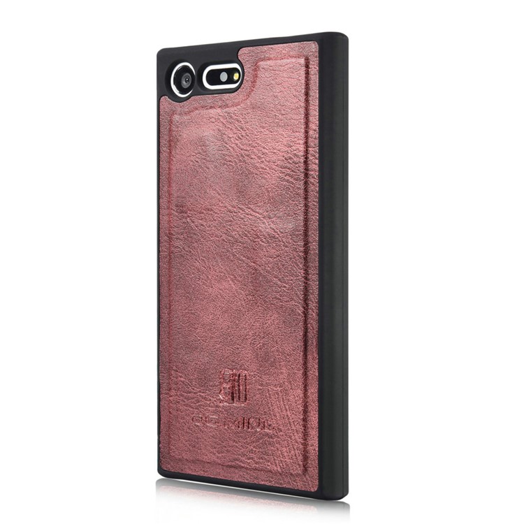 DG.MING 2 in 1 Split Leather Wallet Cover + Movable PC Case for Sony Xperia X Compact - Red-4