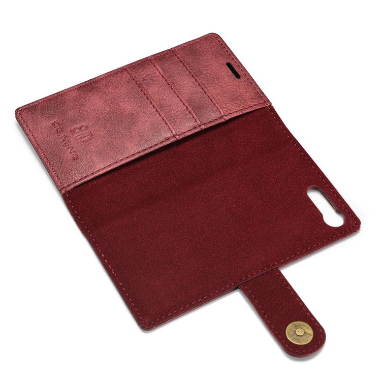 DG.MING 2 in 1 Split Leather Wallet Cover + Movable PC Case for Sony Xperia X Compact - Red-6