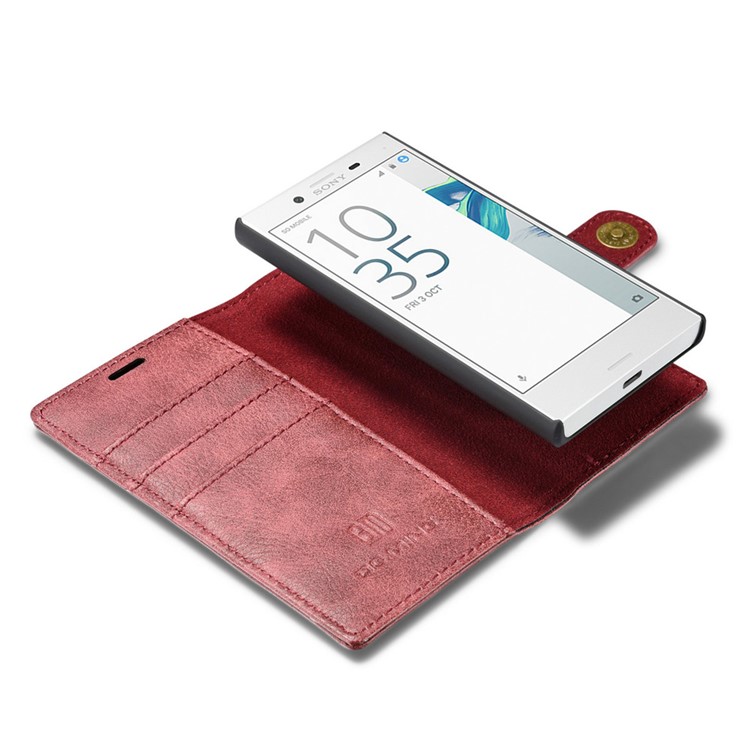 DG.MING 2 in 1 Split Leather Wallet Cover + Movable PC Case for Sony Xperia X Compact - Red-9