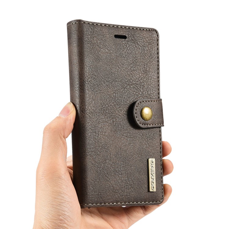 DG.MING for Sony Xperia X Compact Split Leather Wallet + Movable PC 2 in 1 Case - Coffee-13