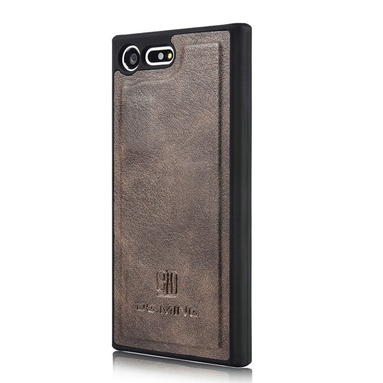 DG.MING for Sony Xperia X Compact Split Leather Wallet + Movable PC 2 in 1 Case - Coffee-4