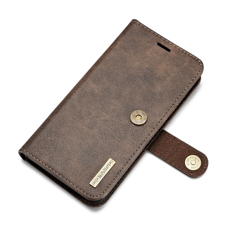 DG.MING for Sony Xperia X Compact Split Leather Wallet + Movable PC 2 in 1 Case - Coffee-7