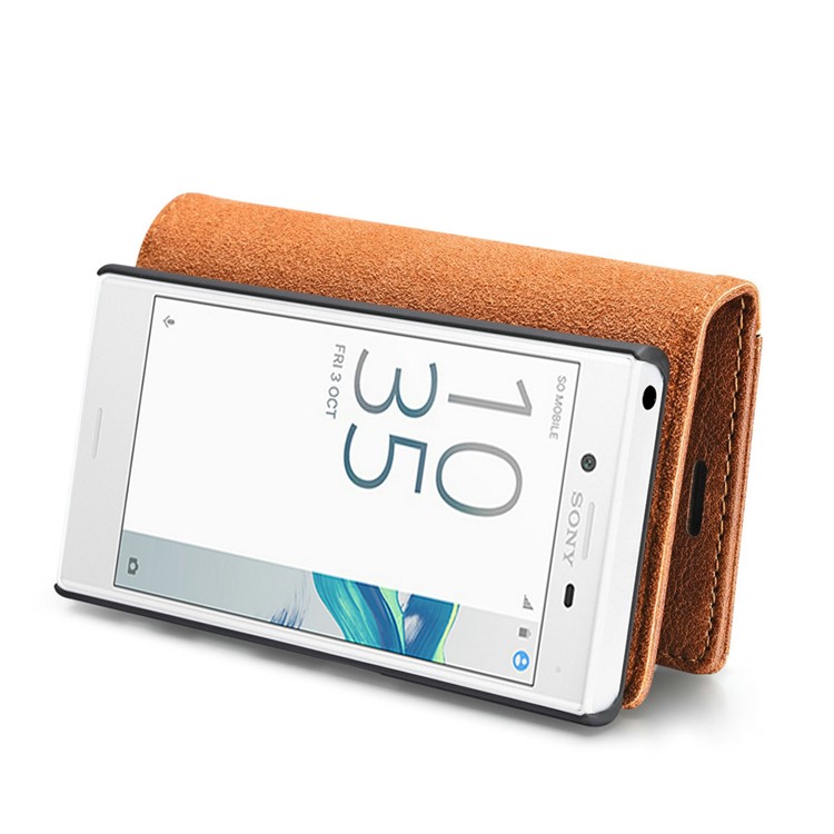 DG.MING 2 in 1 Wallet Split Leather + Movable PC Phone Case for Sony Xperia X Compact - Brown-10