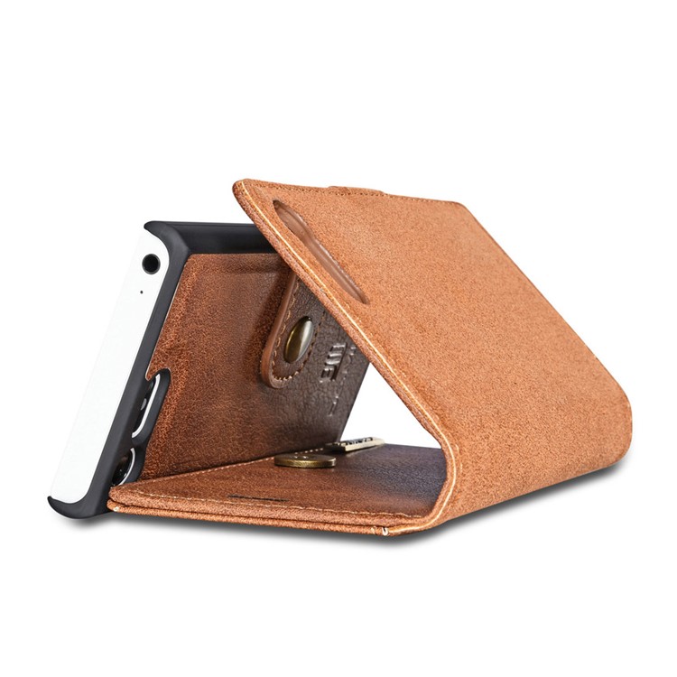 DG.MING 2 in 1 Wallet Split Leather + Movable PC Phone Case for Sony Xperia X Compact - Brown-14