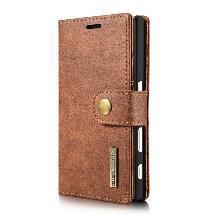 DG.MING 2 in 1 Wallet Split Leather + Movable PC Phone Case for Sony Xperia X Compact - Brown-2