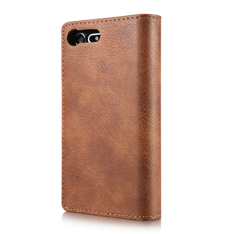 DG.MING 2 in 1 Wallet Split Leather + Movable PC Phone Case for Sony Xperia X Compact - Brown-3
