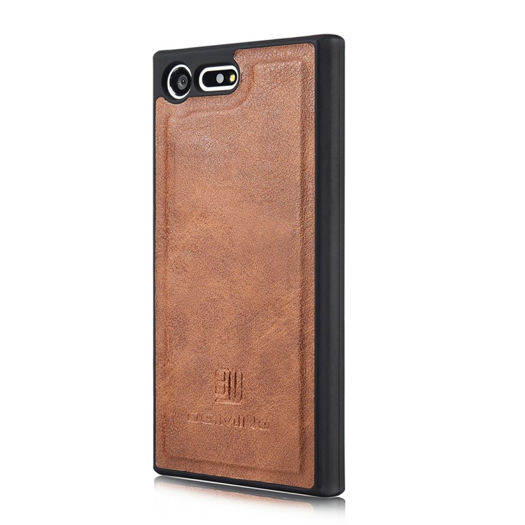 DG.MING 2 in 1 Wallet Split Leather + Movable PC Phone Case for Sony Xperia X Compact - Brown-4
