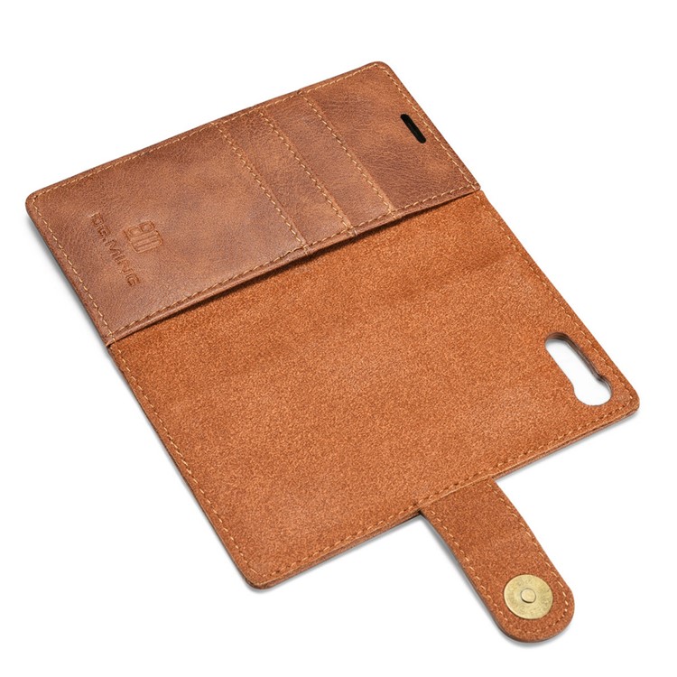 DG.MING 2 in 1 Wallet Split Leather + Movable PC Phone Case for Sony Xperia X Compact - Brown-6