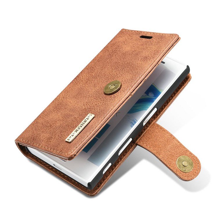 DG.MING 2 in 1 Wallet Split Leather + Movable PC Phone Case for Sony Xperia X Compact - Brown-8