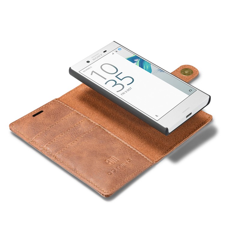 DG.MING 2 in 1 Wallet Split Leather + Movable PC Phone Case for Sony Xperia X Compact - Brown-9