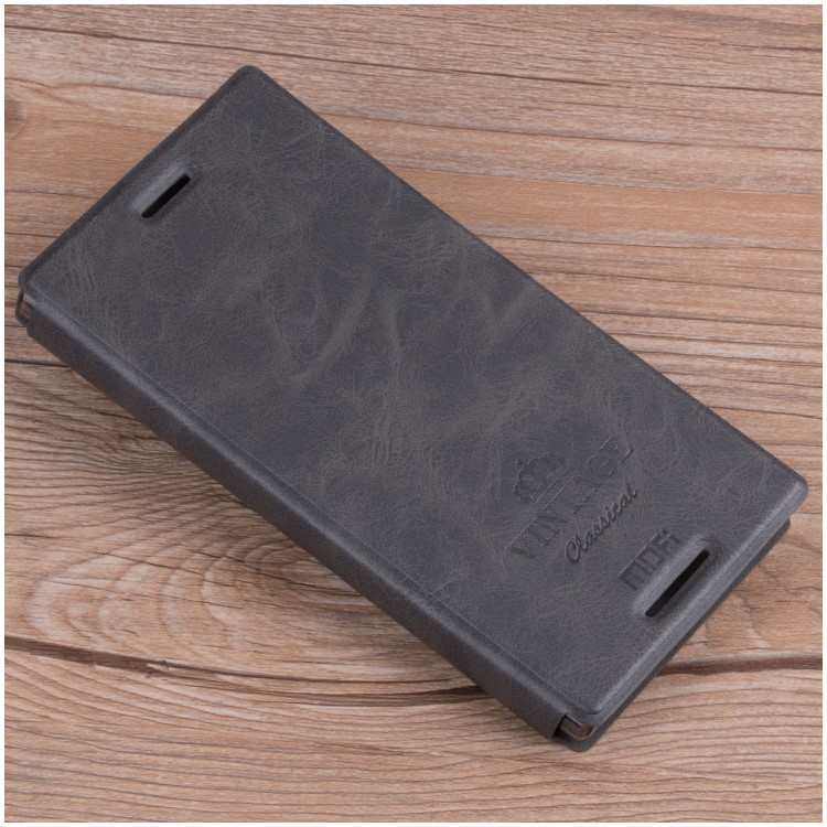 MOFI Cell Phone Case Leather Stand Card Holder for Sony Xperia XZ - Black-1