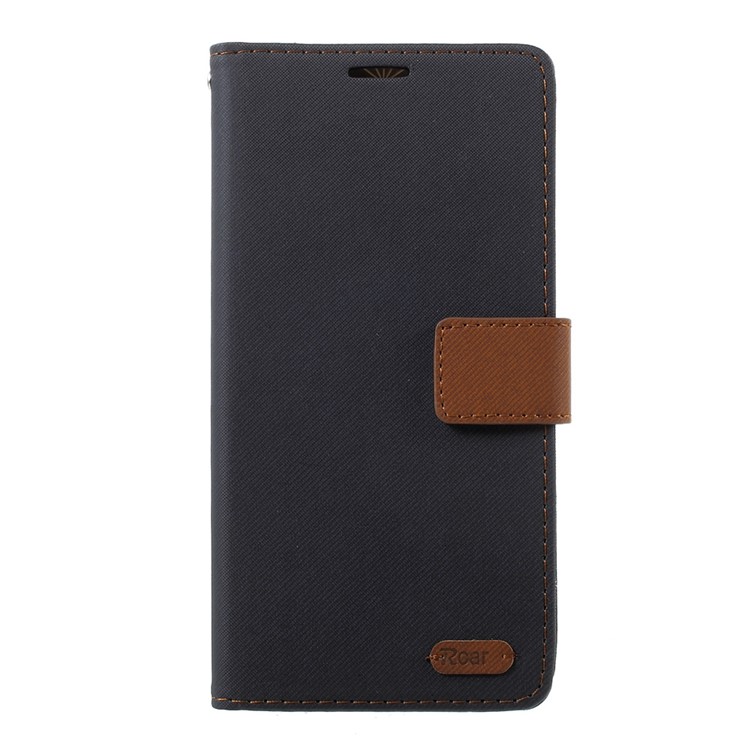 ROAR KOREA Twill Grain Leather Wallet Case for Sony Xperia XA Ultra - Black-2
