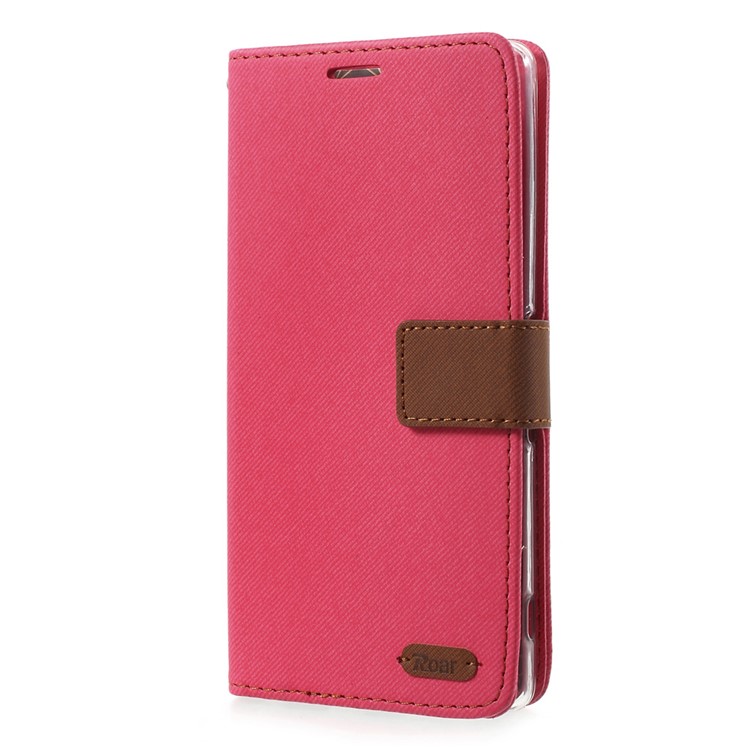 ROAR KOREA Twill Grain Leather Wallet Cover for Sony Xperia XA Ultra - Rose-2