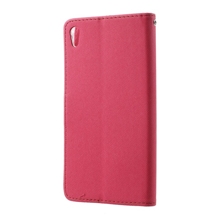 ROAR KOREA Twill Grain Leather Wallet Cover for Sony Xperia XA Ultra - Rose-3