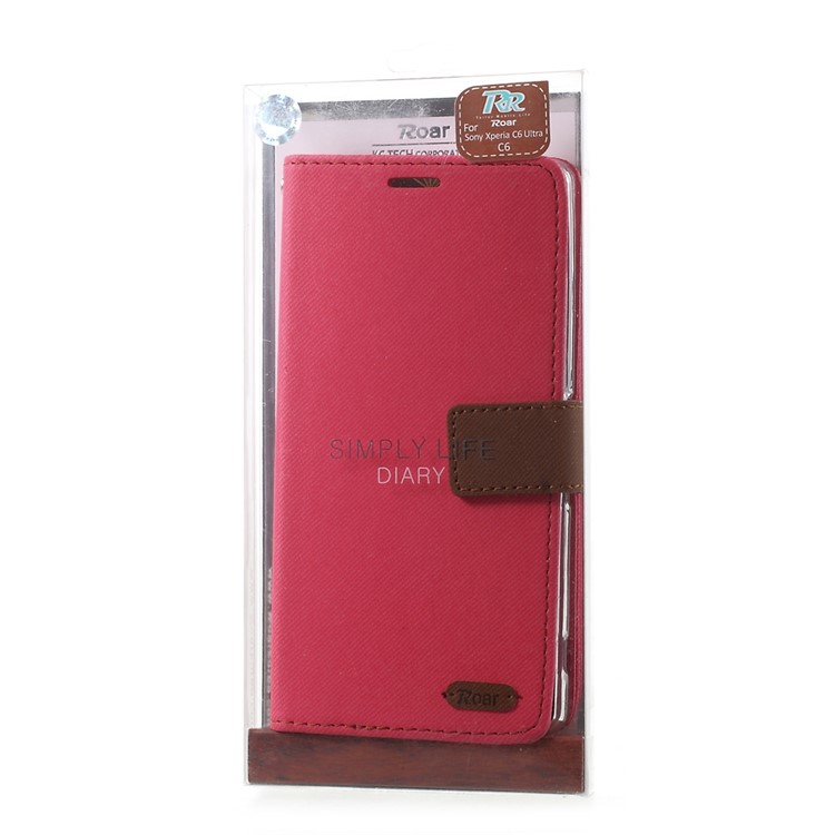 ROAR KOREA Twill Grain Leather Wallet Cover for Sony Xperia XA Ultra - Rose-7