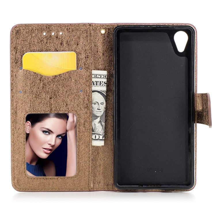 Silk Texture Leather Wallet Stand Cell Phone Case for Sony Xperia X with Wrist Strap - Black-7
