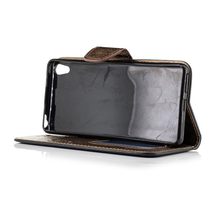 Silk Texture Two-color Wallet Leather Stand Case for Sony Xperia XA / XA Dual - Black-4