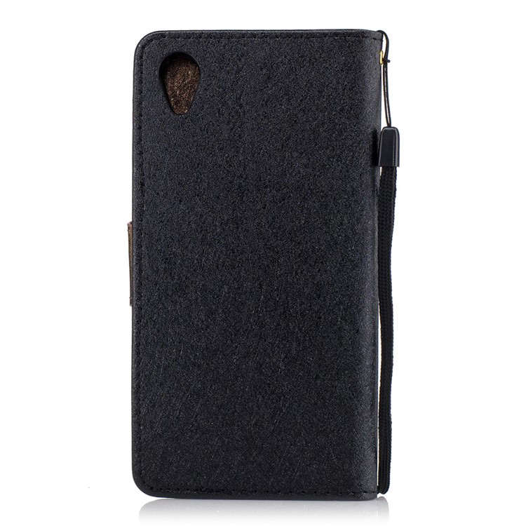 Silk Texture Two-tone Leather Wallet Phone Case for Sony Xperia X Performance - Black-2