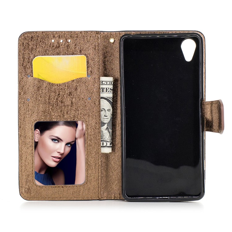 Silk Texture Two-tone Leather Wallet Phone Case for Sony Xperia X Performance - Black-7