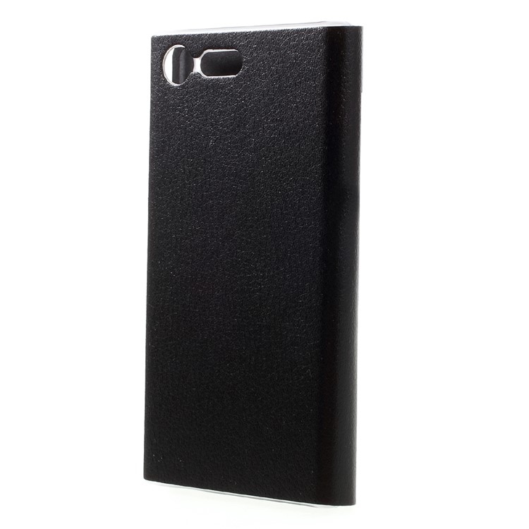 View Window Leather Mobile Phone Shell for Sony Xperia X Compact - Black-2