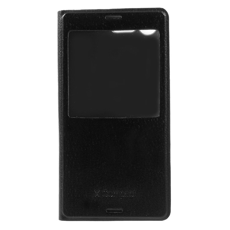 View Window Leather Mobile Phone Shell for Sony Xperia X Compact - Black-4