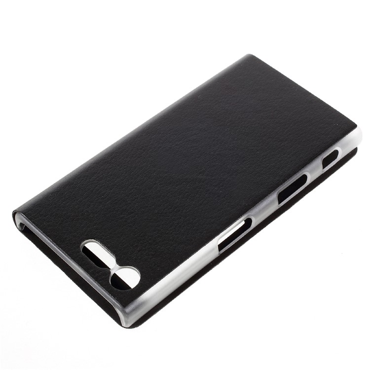 View Window Leather Mobile Phone Shell for Sony Xperia X Compact - Black-5
