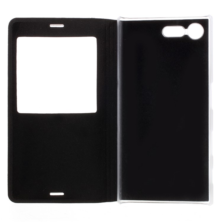 View Window Leather Mobile Phone Shell for Sony Xperia X Compact - Black-6