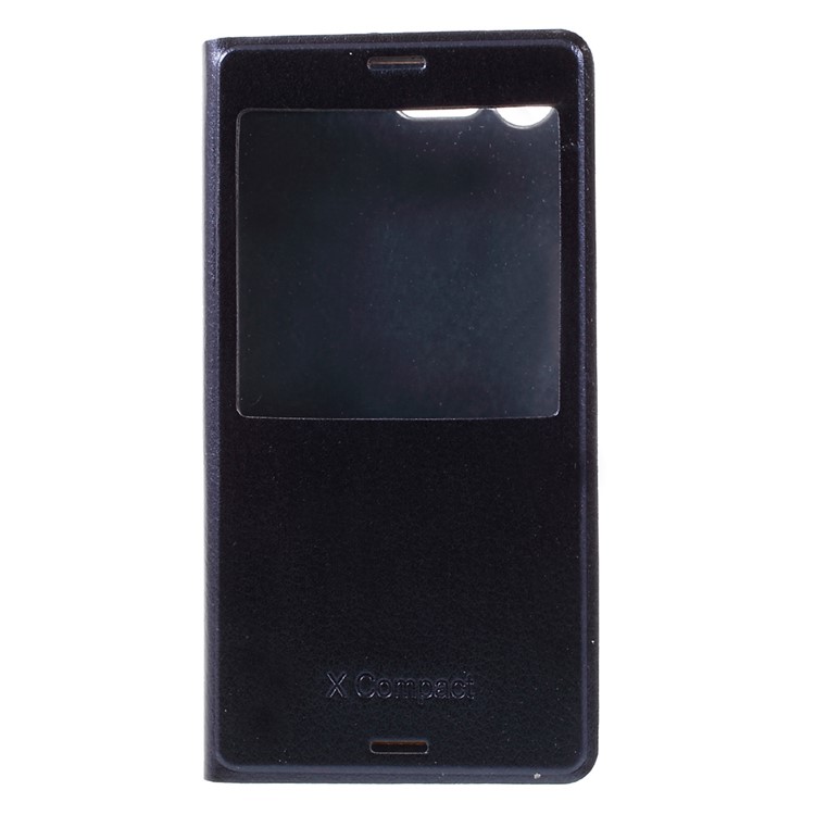 Housse mobile en cuir pour fenêtre View pour Sony Xperia X Compact - bleu foncé, bleu marine-1