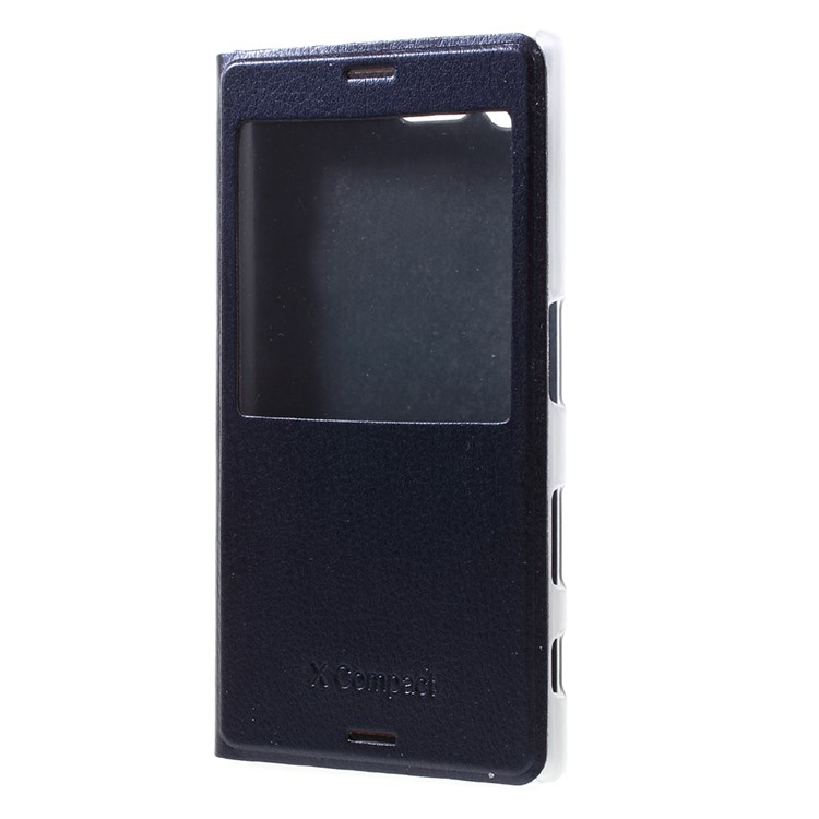 Housse mobile en cuir pour fenêtre View pour Sony Xperia X Compact - bleu foncé, bleu marine-2