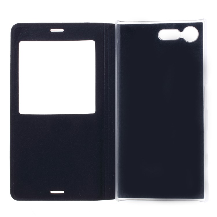 Housse mobile en cuir pour fenêtre View pour Sony Xperia X Compact - bleu foncé, bleu marine-5