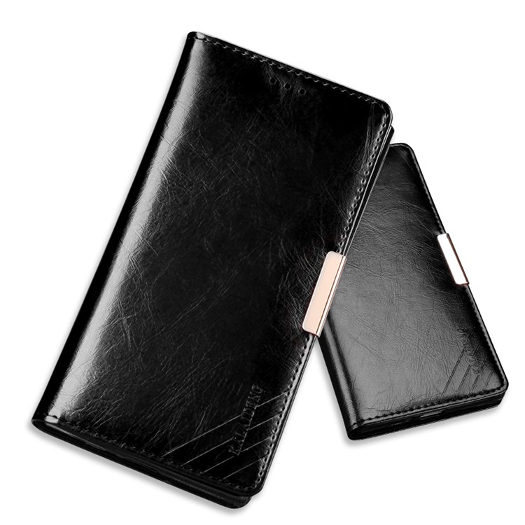 KLD Royal II for Sony Xperia XZ Genuine Leather Case Wallet Stand - Black-1