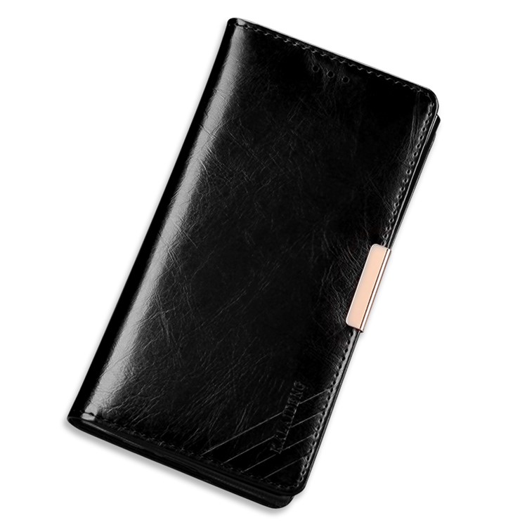 KLD Royal II for Sony Xperia XZ Genuine Leather Case Wallet Stand - Black-4
