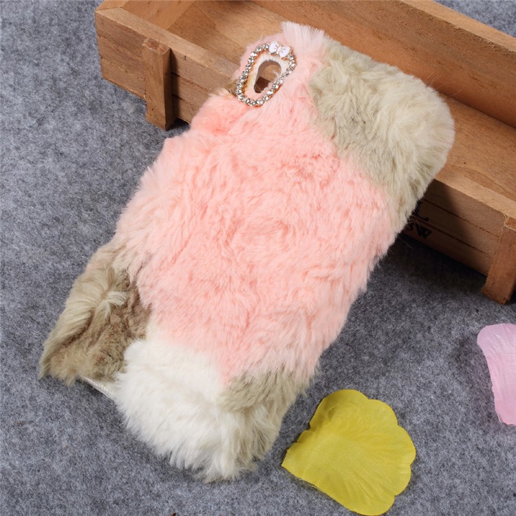 Diamond Furry Mobile Phone Case for Sony Xperia XA / XA Dual (TPU) - Brown / Pink / White-1