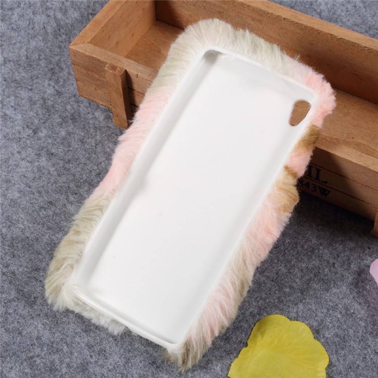 Diamond Furry Mobile Phone Case for Sony Xperia XA / XA Dual (TPU) - Brown / Pink / White-2