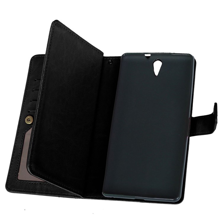 9 Card Slots Crazy Horse Leather Mobile Case for Sony Xperia C5 Ultra / Dual - Black-4