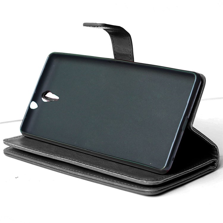 9 Card Slots Crazy Horse Leather Mobile Case for Sony Xperia C5 Ultra / Dual - Black-5