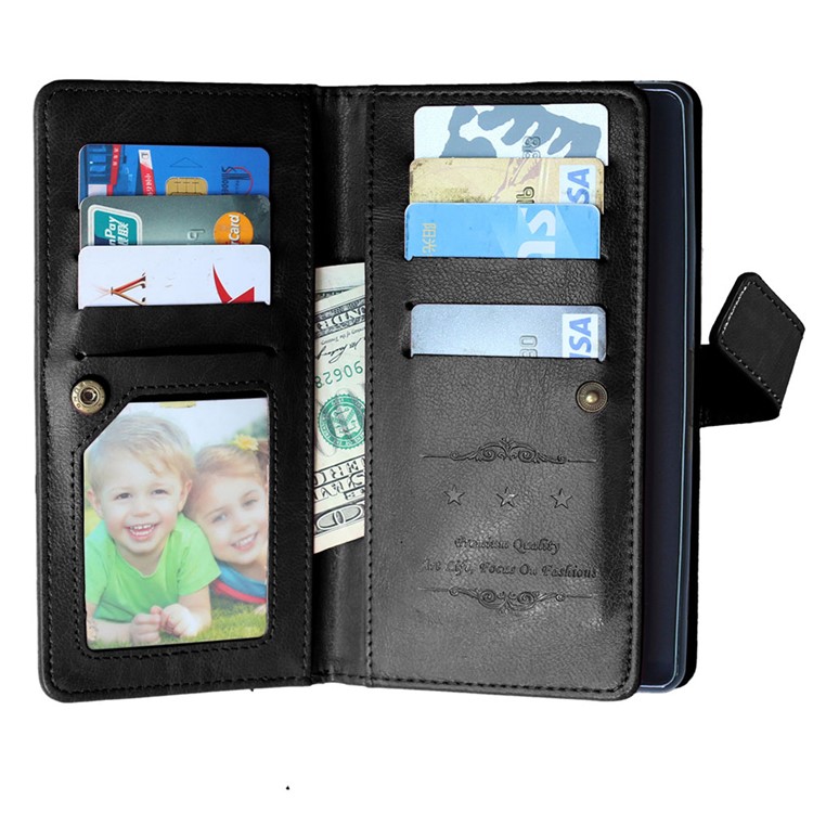 9 Card Slots Crazy Horse Leather Mobile Case for Sony Xperia C5 Ultra / Dual - Black-7
