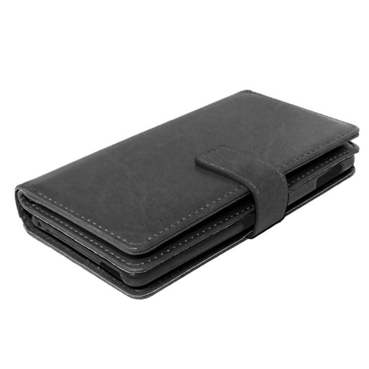 Crazy Horse 9 Card Slots Leather Wallet Case for Sony Xperia M4 Aqua / Dual - Black-3