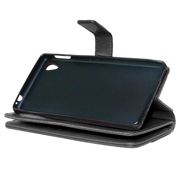 Crazy Horse 9 Card Slots Leather Wallet Case for Sony Xperia M4 Aqua / Dual - Black-6