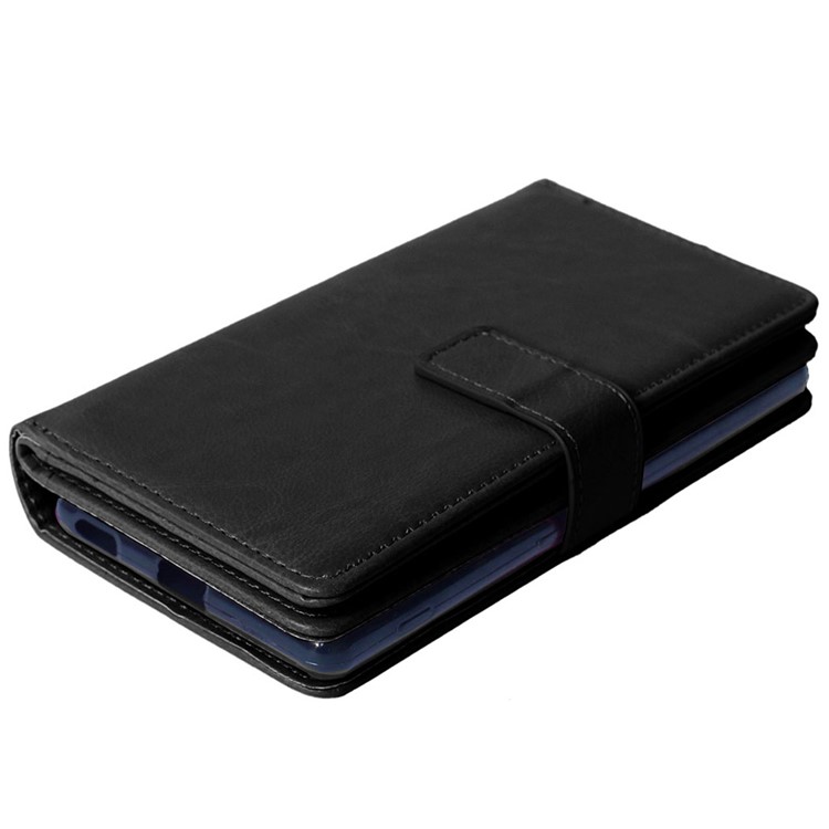 Crazy Horse Leather 9 Card Slots Wallet Stand Case for Sony Xperia M5 / M5 Dual - Black-2