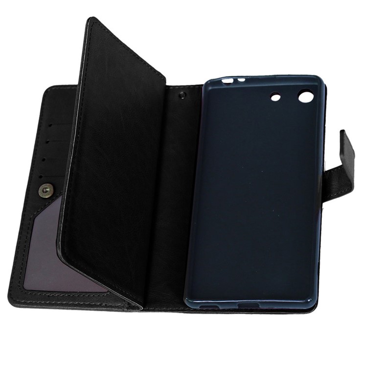 Crazy Horse Leather 9 Card Slots Wallet Stand Case for Sony Xperia M5 / M5 Dual - Black-3